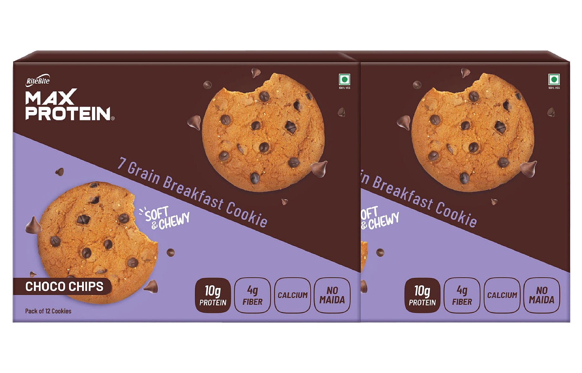 

RiteBite Max Protein Cookies Choco Chip 660 g | Pack of 2