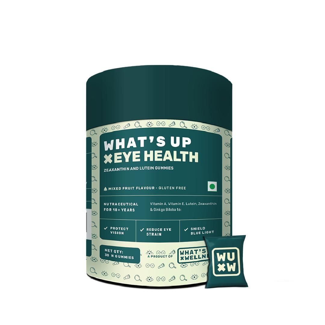 

What's Up Wellness Eye Health Gummies with Lutein & Zeaxanthin, Eye Supplements for Vision Support & Eye Health, Vitamin A for Healthy Eyesight, Gi...