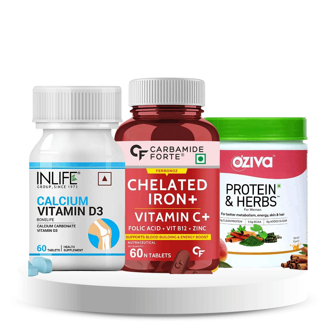 

Advance Nutrition Bundle : (Iron + Calcium & Vit D3 + Protein)