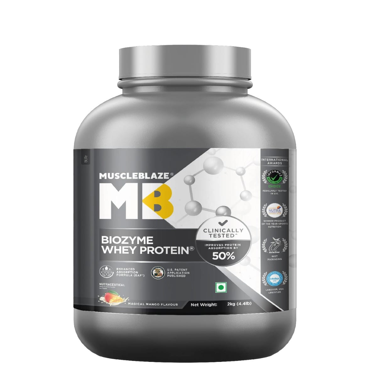 

MuscleBlaze Biozyme Whey Protein, Blend of Whey Isolate & Concentrate | Informed Choice UK, Labdoor USA Certified & USA Patent-Published Enhanced A...