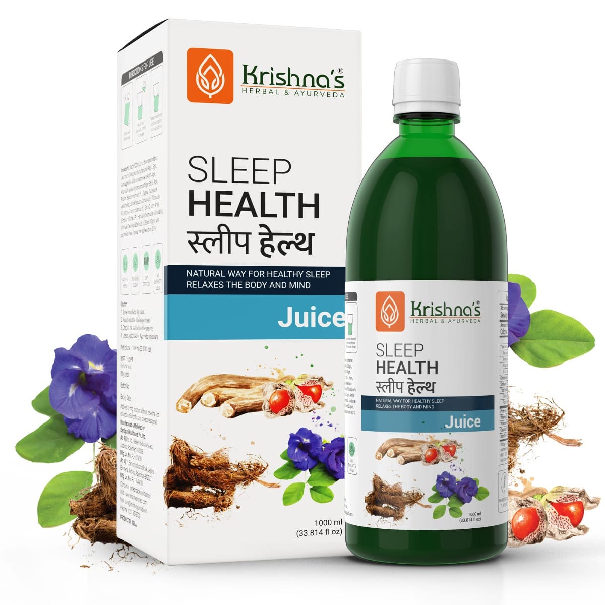 

Krishna's Sleep Health Juice 1000 ml | For healthy sleep cycle | Restores sleep Naturally | Manage anxiety & stress