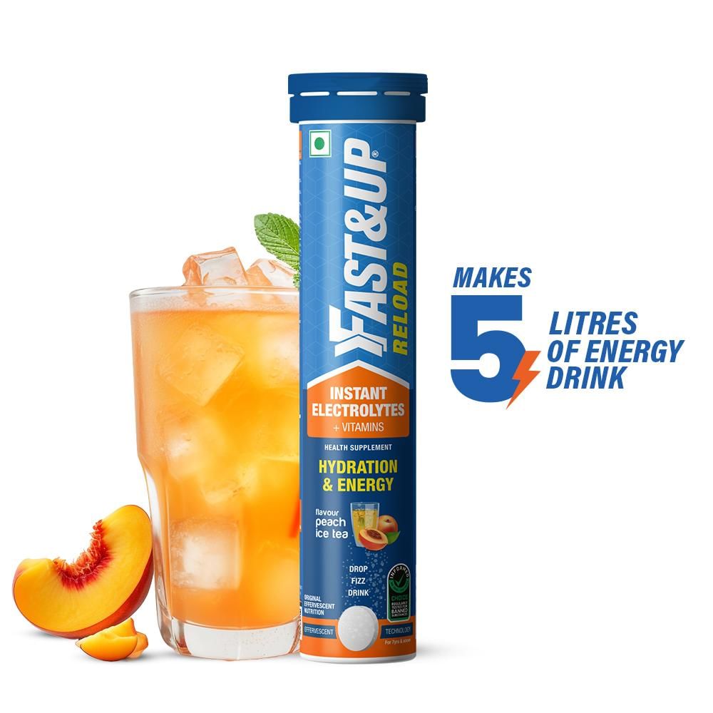 

Fast & Up Reload electrolyte instant energy and hydration drink - 20 effervescent tablets - Peach ice tea flavour