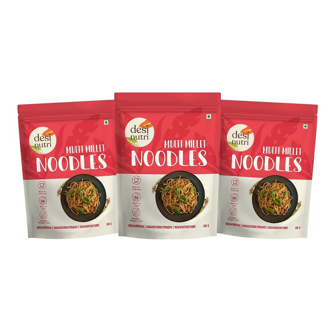 

Desi Nutri Multi Millet Noodles Pack of 3-192 GMS Each | Ready to Eat Noodles | Millet Noodles | Rich in Iron & Calcium