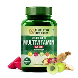 Himalayan Organics Whole Food Multivitamin for Men With Natural Vitamins, Minerals, Extracts Best for Energy, Brain, Heart Health & Eye Health 60 Veg Capsules