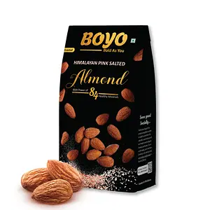 BOYO Roasted Almonds 200g, Himalayan Pink Salted Badam, Healthy Roasted Snack