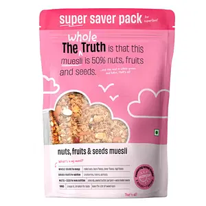 The Whole Truth - Super Saver Breakfast Muesli | Nuts, Dried Fruits and Seeds | 750 grams | Vegan | Dairy-free | No Artificial Sweeteners | No Added Flavours | Nutritious Snack and breakfast