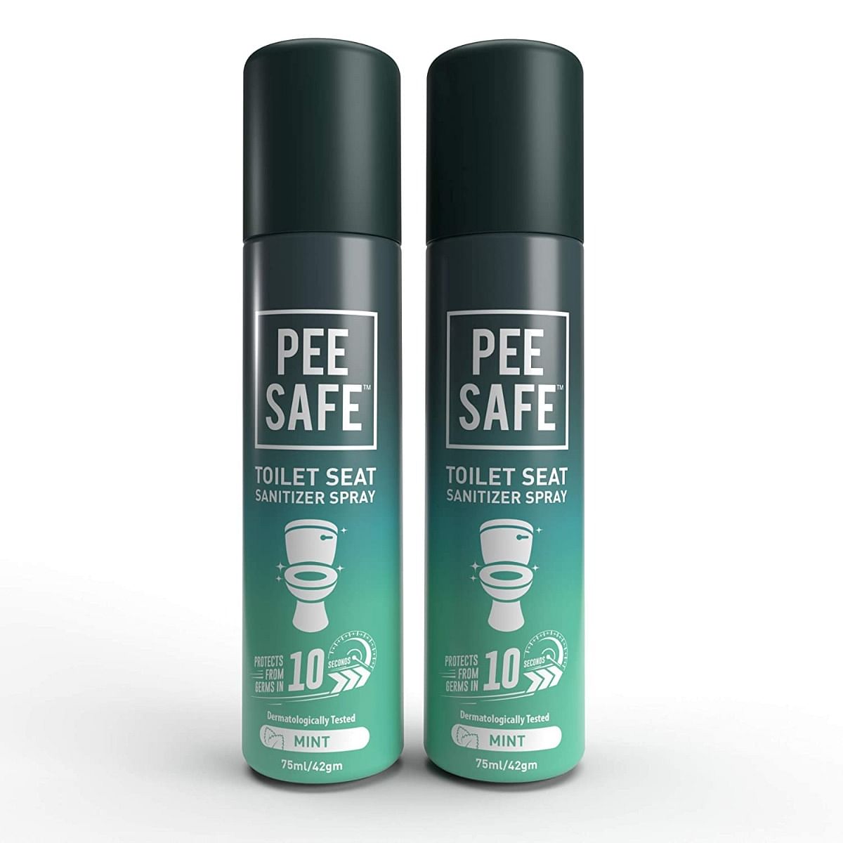 

Pee Safe Toilet Seat Sanitizer Spray (75ml - Pack Of 2) - Mint| Reduces The Risk Of UTI & Other Infections | Kills 99.9% Germs & Travel Friendly | ...