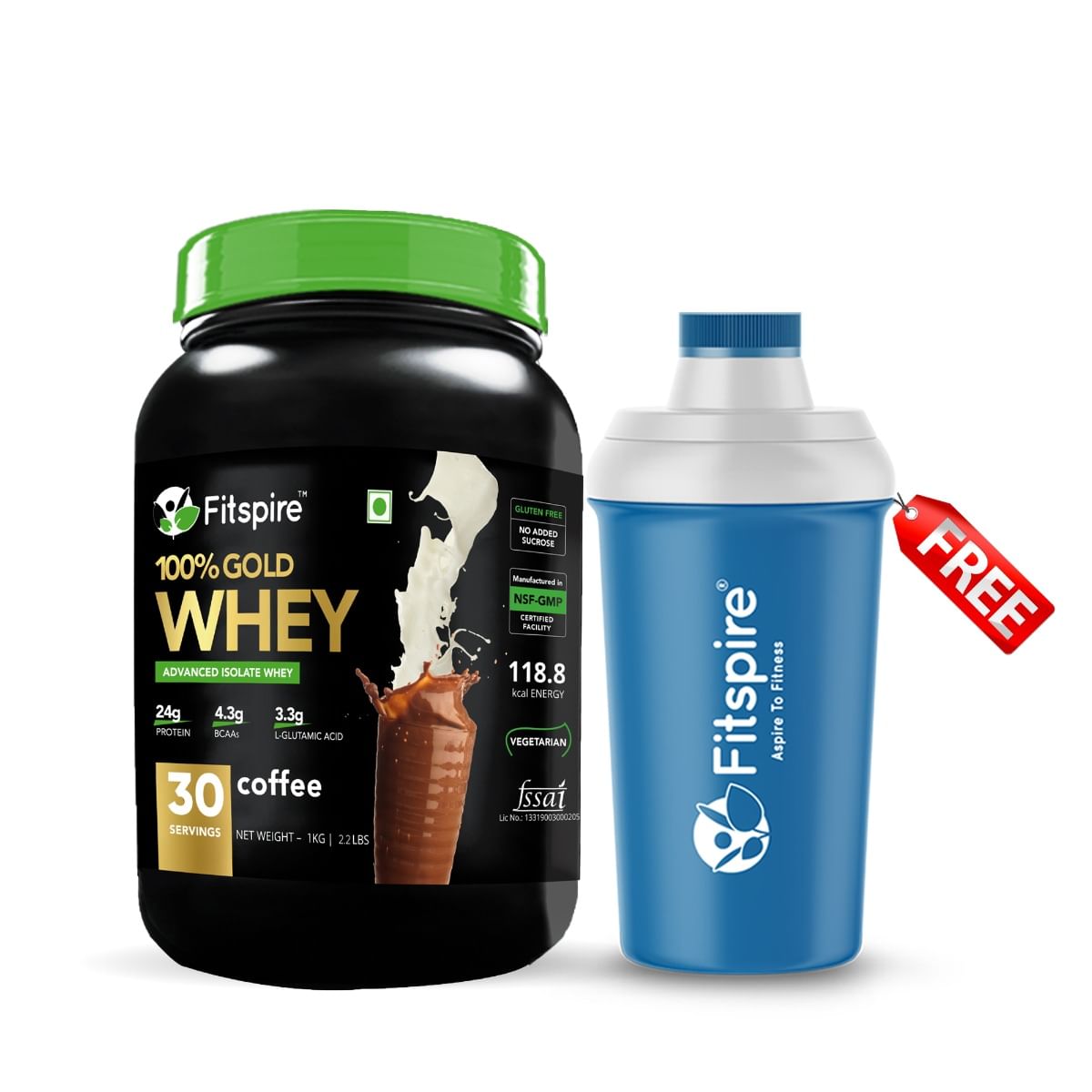 Fitspire Gold Standard 100 Whey Protein Isolate 1 kg/2.2 lb 33 gm