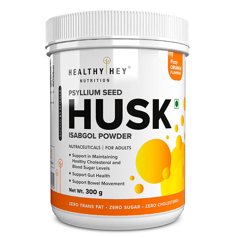 

HealthyHey Nutrition Psyllium Seed Husk - Isabgol Powder - Fizzy Orange Flavour - 300g
