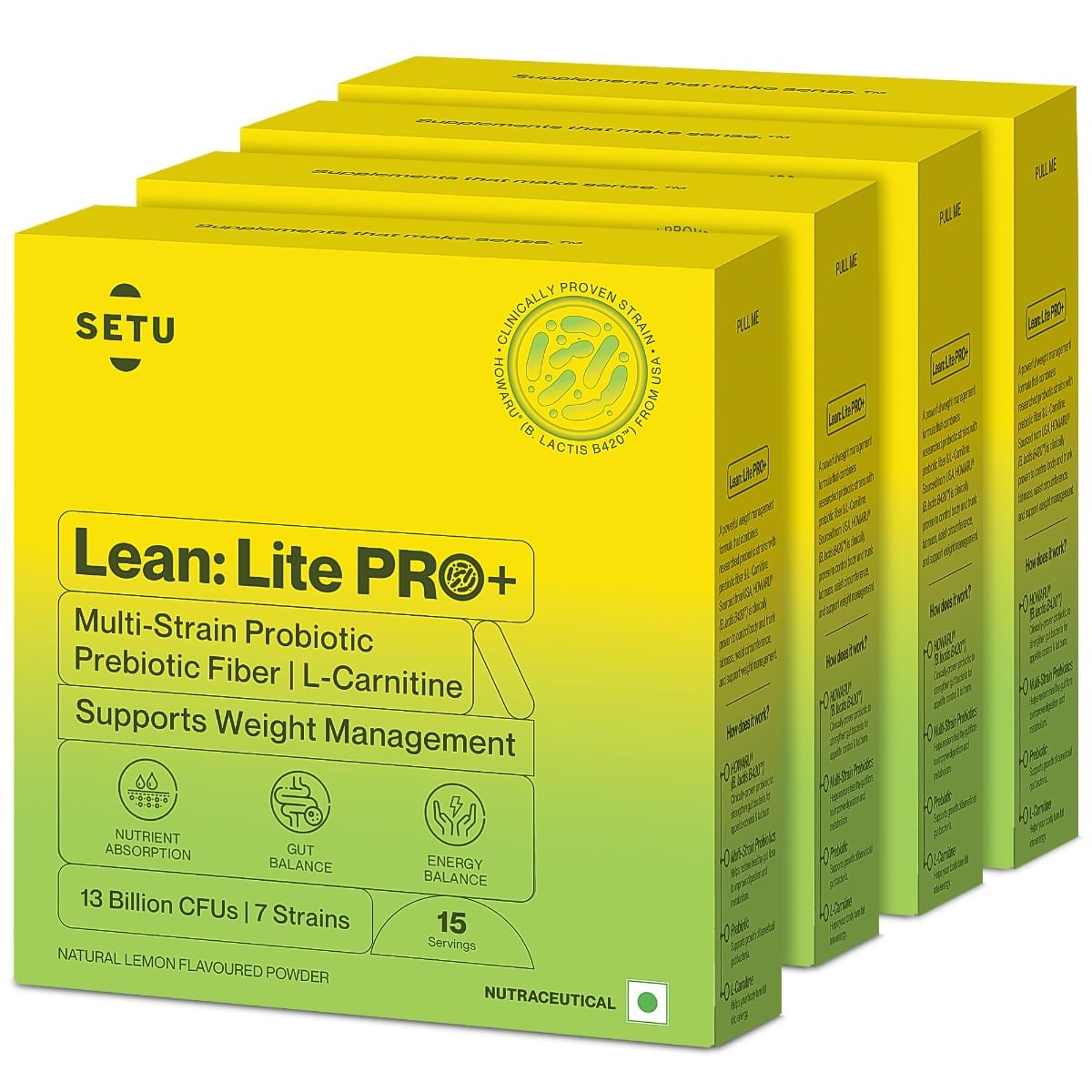 

Setu Lean Lite Pro+ Gut Health Powder | SuperGut Powder with Probiotics + L-Carnitine | Prebiotic & Probiotic Supplement | Helps Convert Fat into E...