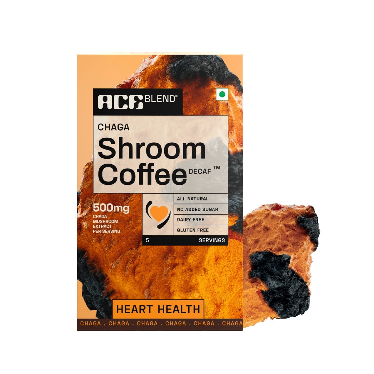 Ace Blend Chaga SHROOM COFFEE® | Decaf Mushroom Coffee | KSM 66 Ashwagandha | L-Theanine | MCT Powder | Heart Health | Cholesterol Manager | Instant Black Coffee | Keto | Cold & Hot Brew