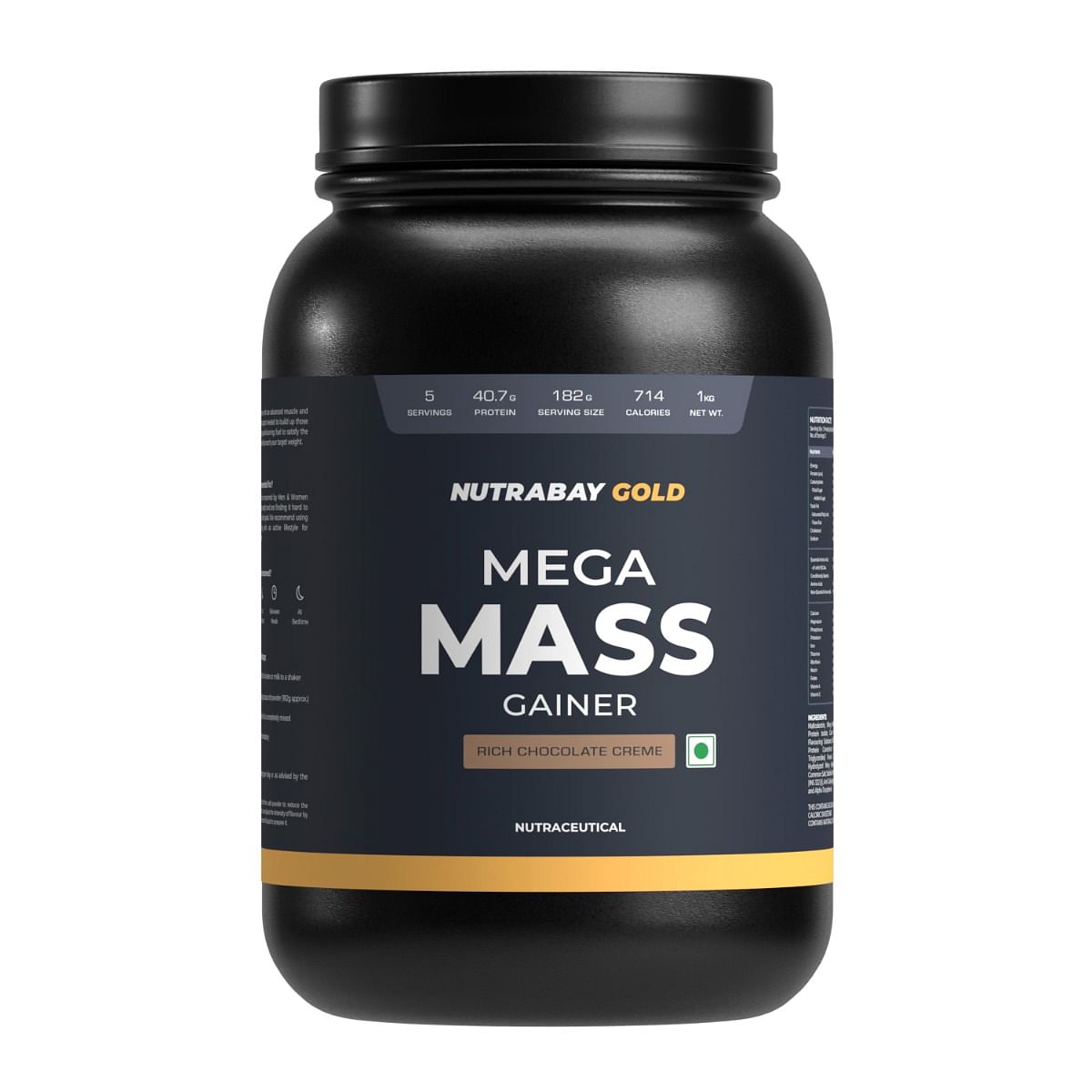 

Nutrabay Gold Mega Mass Gainer Protein Supplement Powder - Complex Carbs to Protein Blend (3:1), 40g Protein, 714 Caloreis, 7.8g BCAAs, Easy Digest...