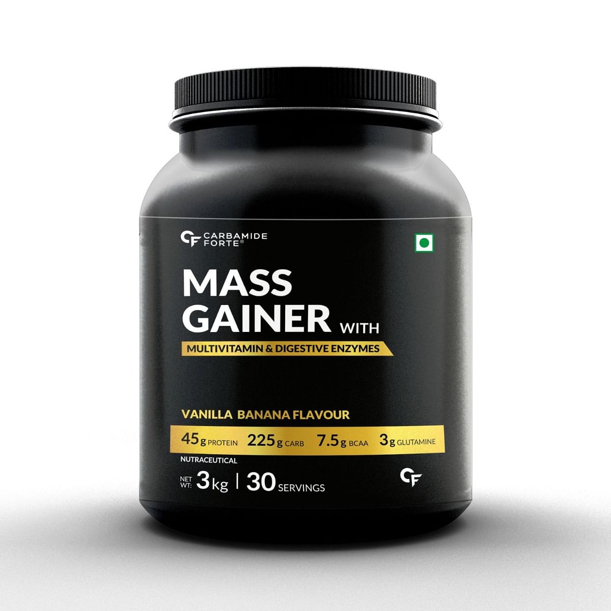

Carbamide Forte Mass Gainer with Multivitamin & Digestive Enzymes- For Gym Goers - Vanilla Banana Flavour - 3kg
