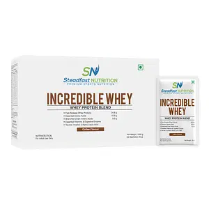 Steadfast Nutrition Incredible Whey Protein| Isolate and Concentrate Fast release Protein Powder for Men and Women No added preservatives (Coffee)
