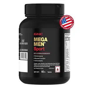 GNC Mega Men Sport Multivitamin for Men | Boosts Muscle Performance | Antioxidant Rich | Supports Prostate Health | Protects Heart & Vision | Formulated In USA | 43 Premium Ingredients