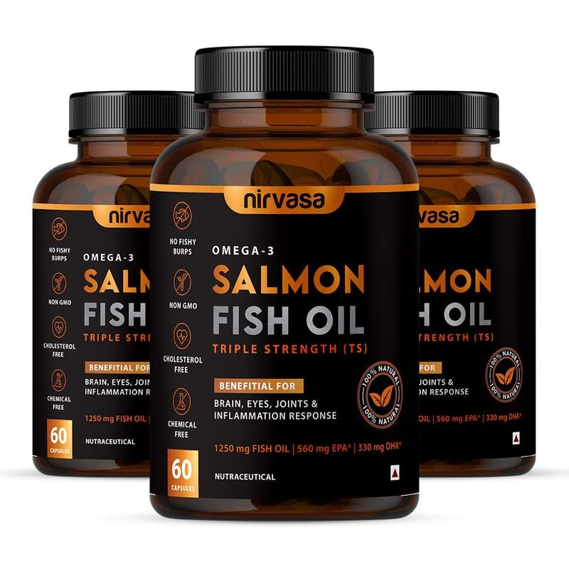 

Nirvasa Omega 3 Salmon Fish Oil (Triple Strength) Capsules 60 X 3