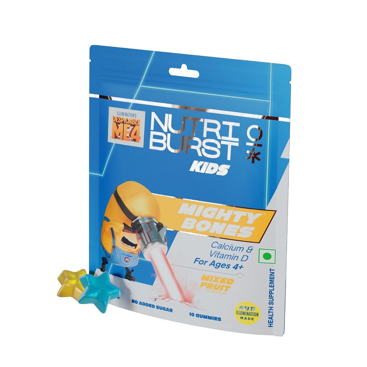 

NutriBurst Minions Mighty Bones Kids Gummies - Calcium & Vitamin D for Strong Bones, Immune Support - Sugar-Free, Gluten-Free, Mixed Fruit Flavor, ...