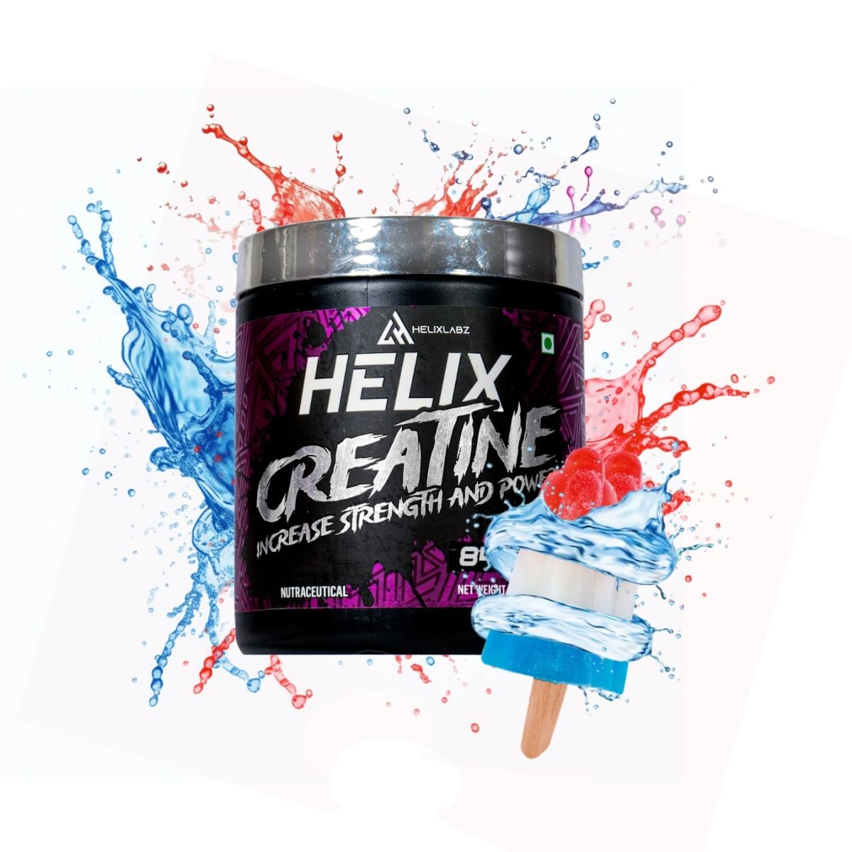 

Helixlabz Creatine Monohydrate for Rapid Absorption | Enhanced Muscle strength & Power| Rocket Pop | 250 Gm | 84 Servings