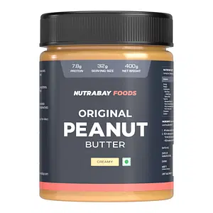 Nutrabay Foods Original Peanut Butter (Creamy) | 100% Roasted Peanuts, 28g Protein, Zero Cholesterol, Vegan, Gluten Free, Non GMO 