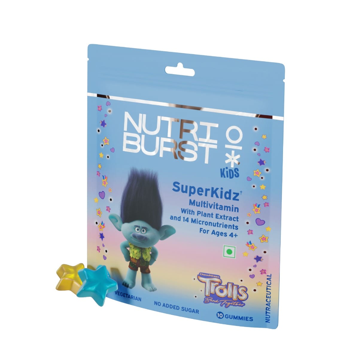 NutriBurst Super Kidz Trolls Gummies - 13 Essential Vitamins & Minerals for Growth & Immune Support - Sugar-Free, Gluten-Free, Chewable, Vegan - For Kids Aged 4+-image-23