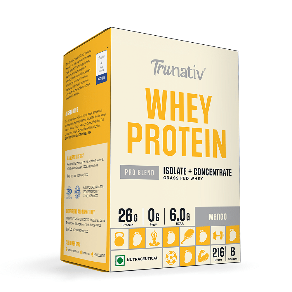 

Trunativ Pro Blend Whey Protein | Mango | 26g Protein & 6g BCAA per Serving | Grass-Fed Isolate & Concentrate| Lab Tested for Purity & Accuracy | N...