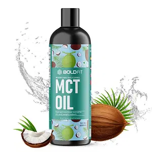 Boldfit MCT Oil Enriched with C8 & C10 500ml, Pure and Unrefined Bulletproof MCT Oil for Skin and Weight Support Unflavored Coconut Oil Mct Improves Brain Function, Instant Energy for Body