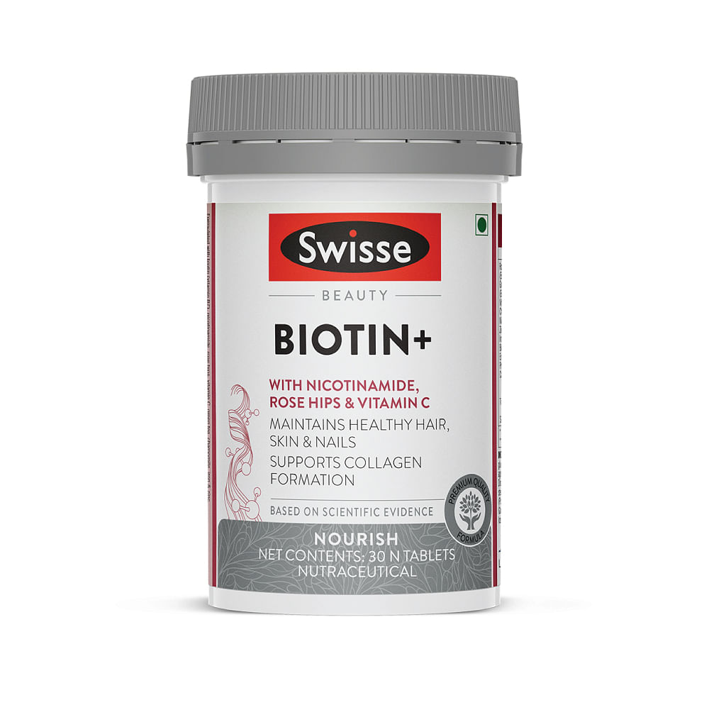 

Swisse Beauty Biotin+ With Nicotinamide, Rose Hips & Vitamin C For Healthy Hair, Supports Collagen Formation –30 Tablets For Both Men & Women. 100%...