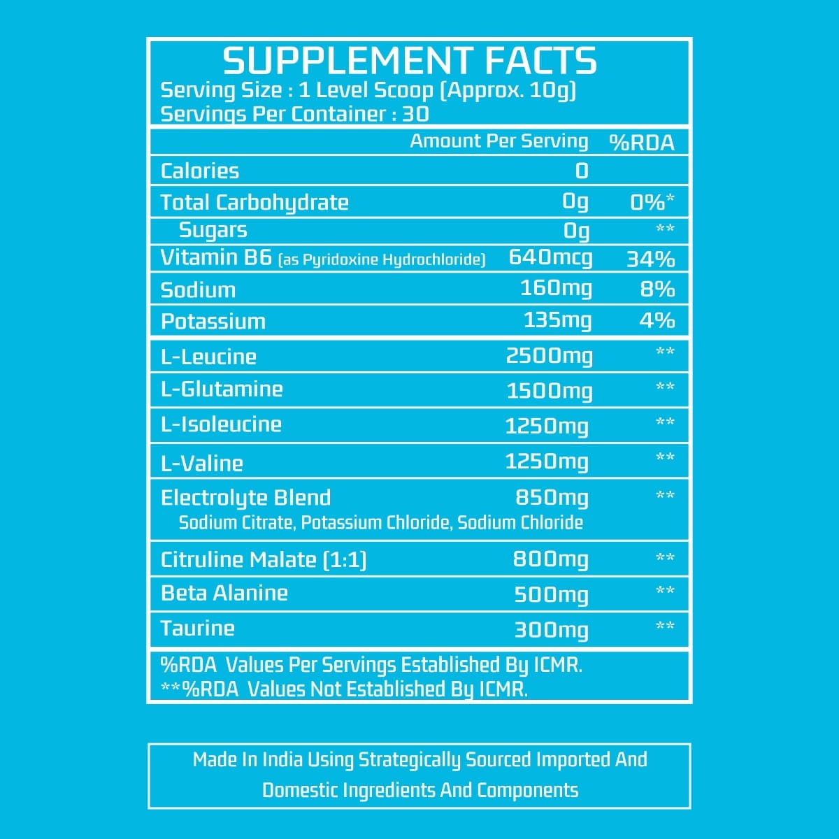 MYFITNESS ® iBCAAH2O BCAA 30 Servings5000mg BCAA 211 1500mg L