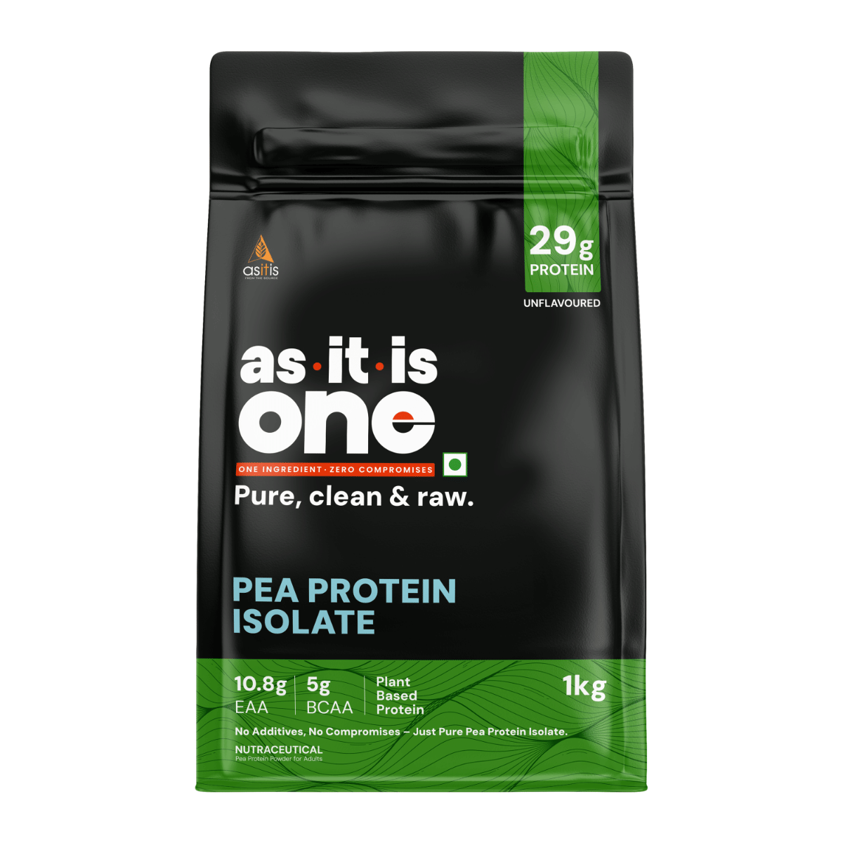 

AS-IT-IS ONE Pea Protein Isolate - Plant Based - Unflavoured, 29g Protein, Supports Muscle Recovery & Growth, Protein for Adults of All ages, 1kg