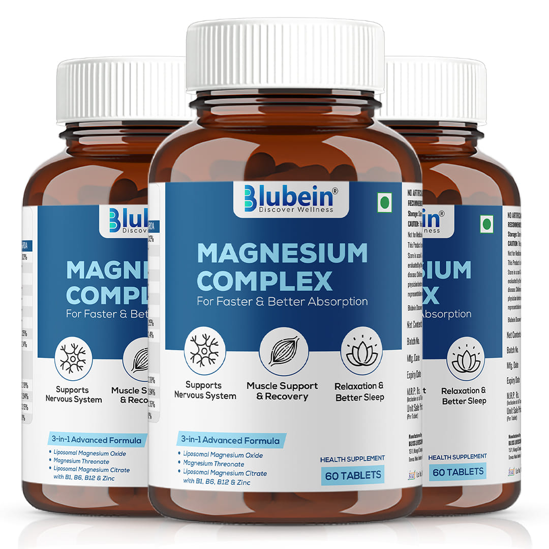 

Blubein Liposomal Magnesium Complex | 5X Absorption for better sleep & Faster Muscle Recovery | With Vitamin B1, B6, B12 & Zinc | 60 Tablets X Pack...