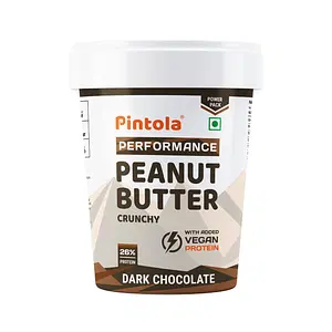 Pintola Dark Chocolate Performance Series Peanut Butter (Crunchy) | Vegan Protein | 26% Protein | High Protein & Source of Fiber