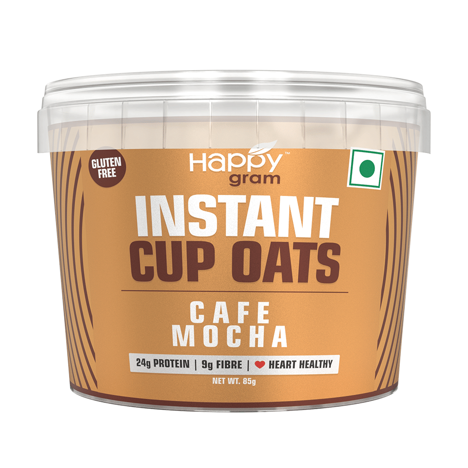 Happy Gram Café Mocha Instant Cup Oats|24 GMS Whey Protein Isolate|9 GMS Fibre|Zero Added Sugar|Zero Preservatives|Gluten Free