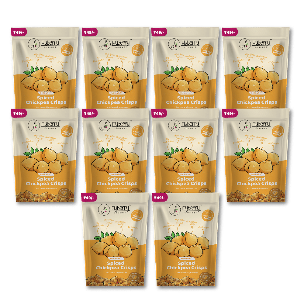 

Flyberry Gourmet Chickpea Crisps 500g(Pack of 10, 50g each), Vacuum Cooked - with 10g Plant Protein, No Palm Oil, Less than 6% Rice Bran Oil, High ...