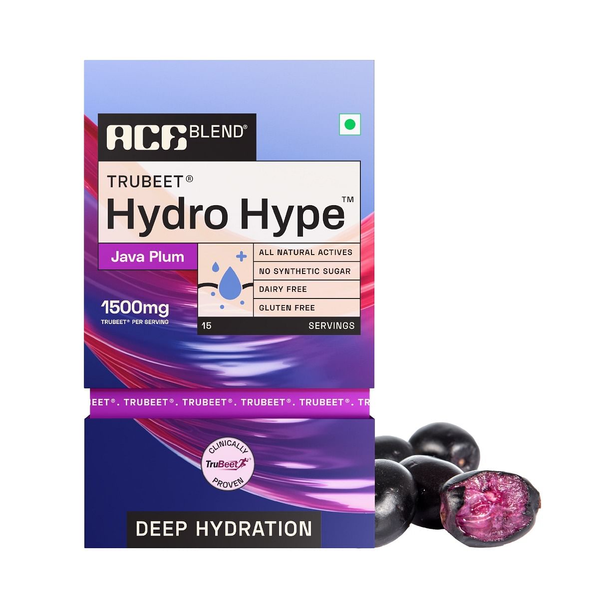 

Ace Blend Hydro Hype™ 15 sachets - Java Plum | Proven To Increase Energy & Blood Flow | Instant Hydration | Full-Spectrum Electrolytes | 100% Natur...