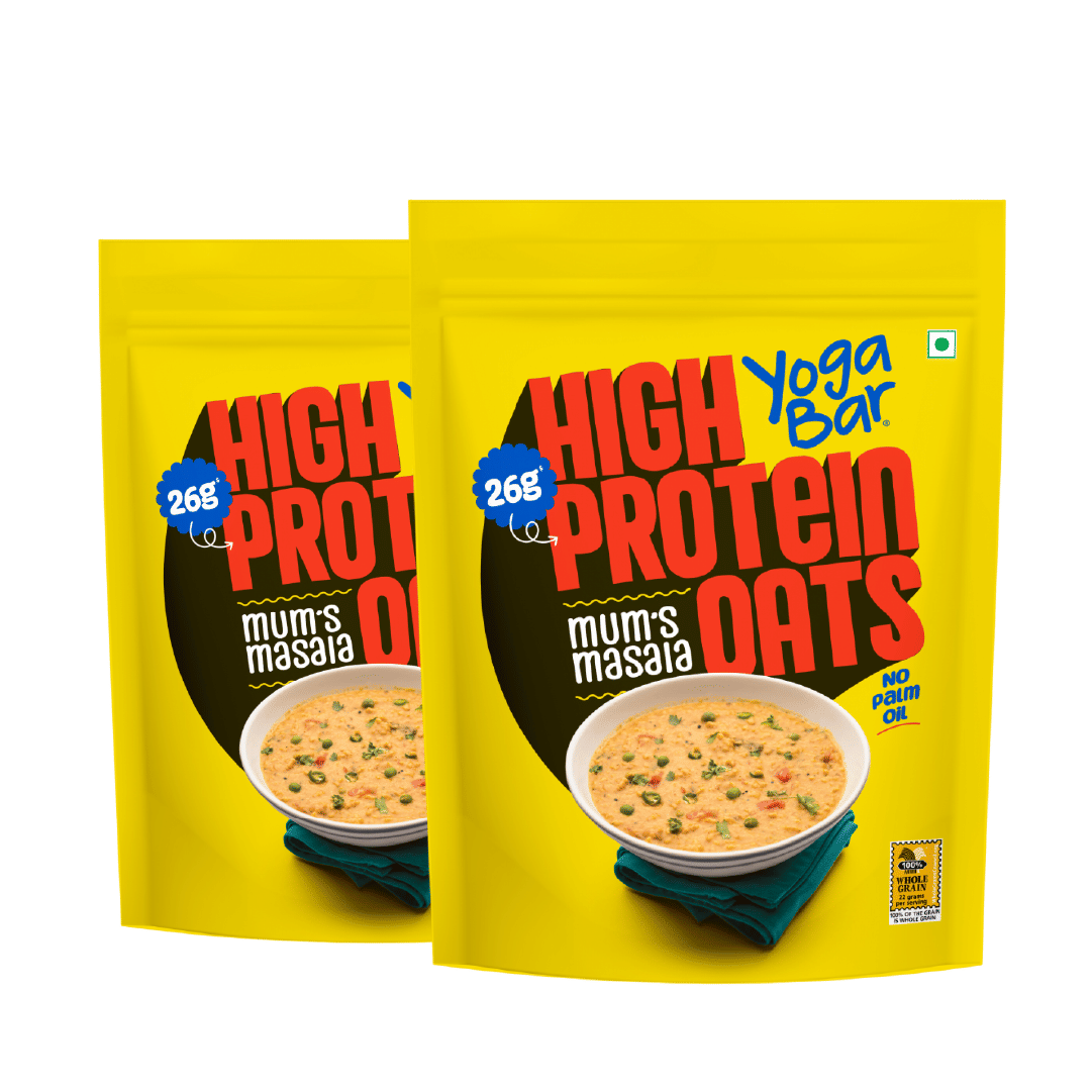 

Yogabar High Protein Oats Mam's Masala | 26g Protein per 100g | No Refined Sugar | 1kg Resealable Pack (Pack of 2)