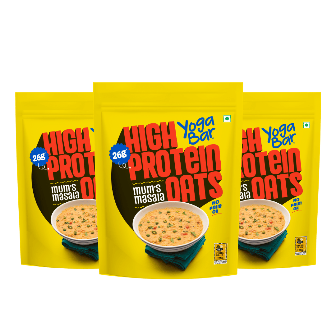 

Yogabar High Protein Oats Mam's Masala | 26g Protein per 100g | No Refined Sugar | 1kg Resealable Pack (Pack of 3)