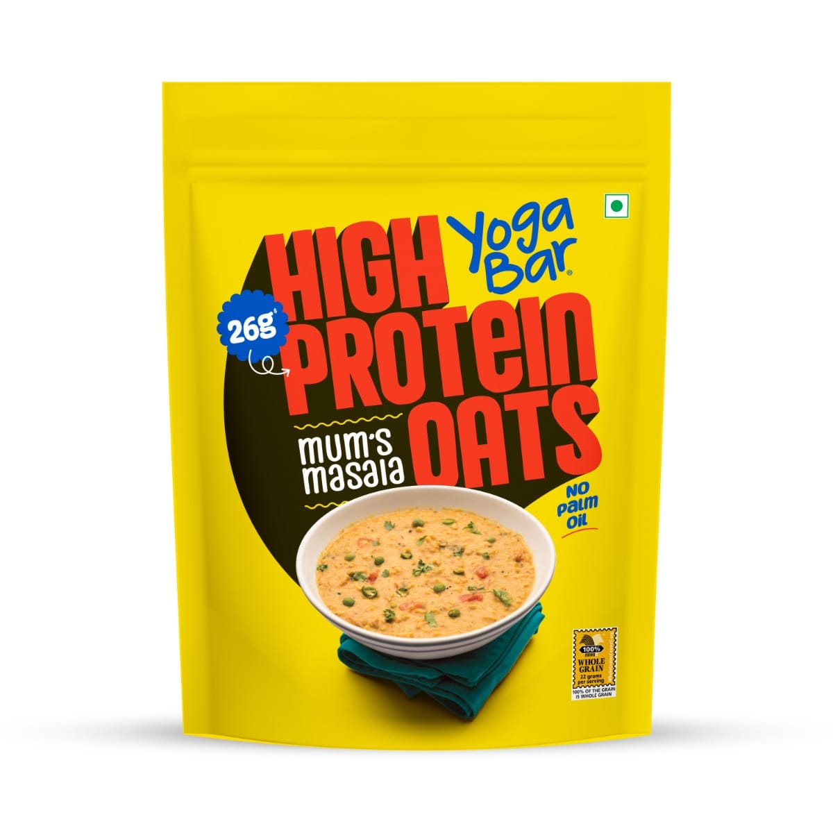 

Yogabar High Protein Oats Mam's Masala | 26g Protein per 100g | No Refined Sugar | 1kg Resealable Pack (Pack of 1)