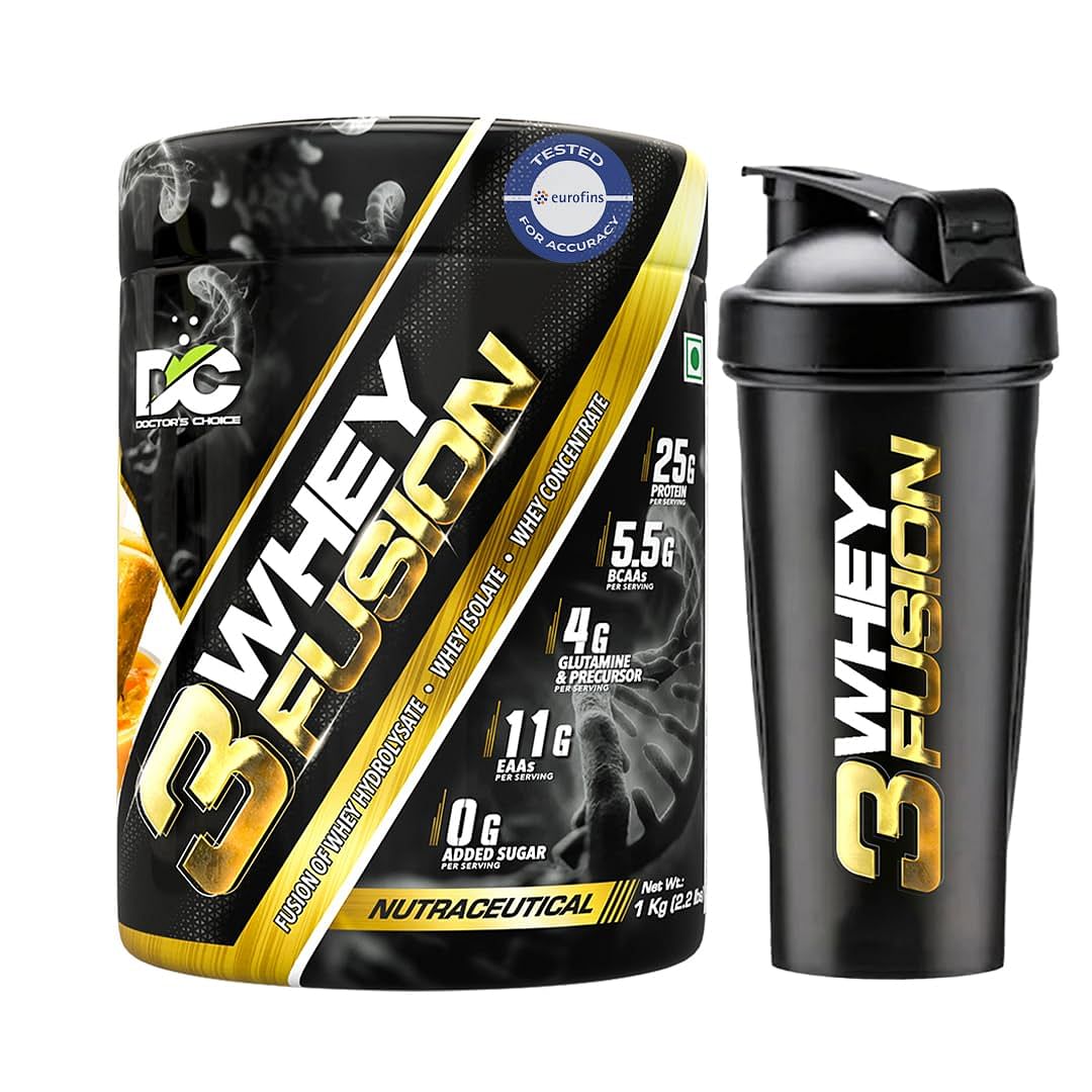 

DC DOCTORS CHOICE Whey Protein 3Whey Fusion 1Kg l Pure Whey Isolate as primary source l Hydrolysate Protein l Fast Recovery l Lab Tested l 25g prot...