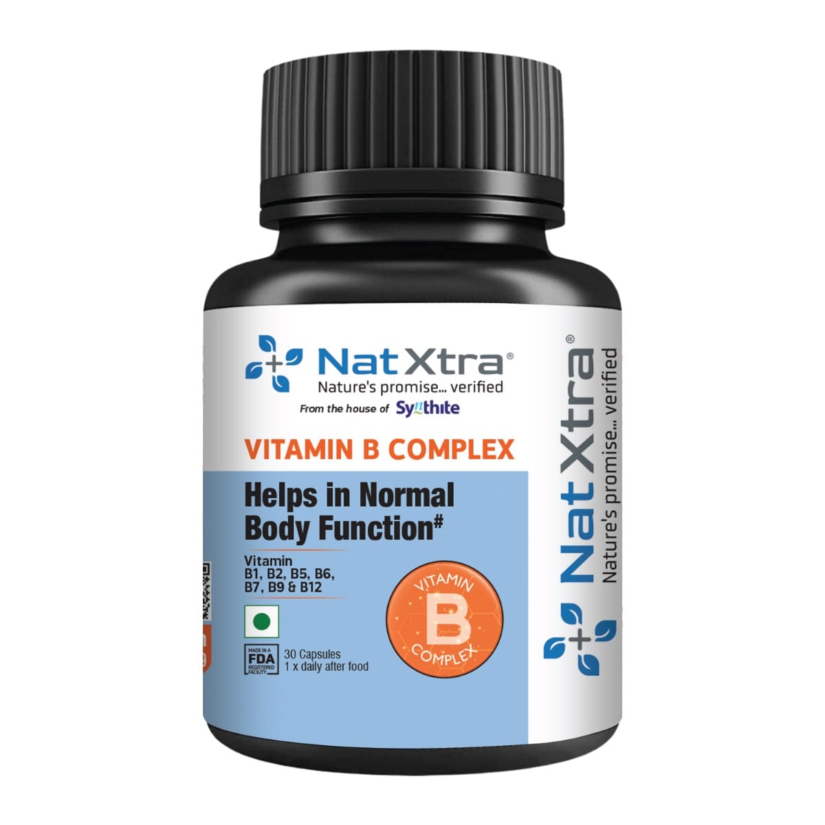 

Natxtra Vitamin B Complex | Energy & Body Function Support | Essential B-Vitamins for Metabolism & Nervous System Health | 30 Veg Capsules