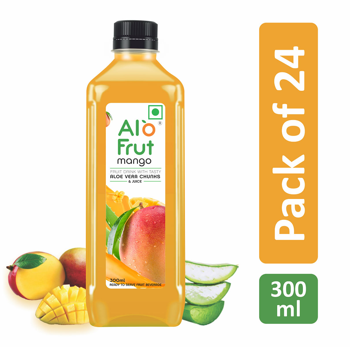 

Alo frut Mango Fruit Drink with Tasty Aloevera Chunks & Juice - 300ml (Pack of 24) | Goodness of Mango and Aloevera Chunks| Ready-to-Serve Fruit Ju...