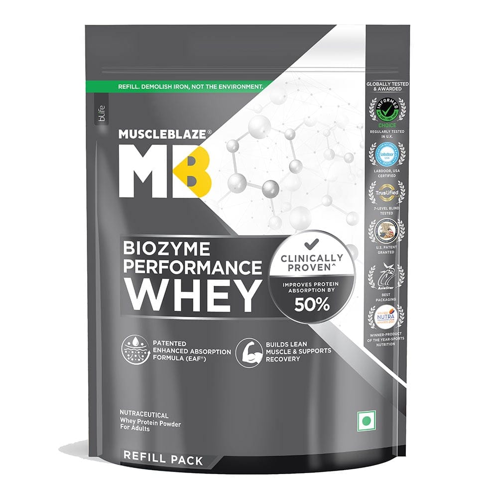 MuscleBlaze Biozyme Performance Whey Protein | Clinically Tested 50% ...