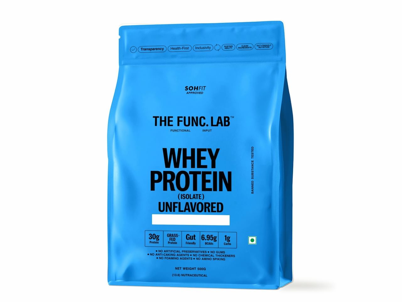

The Func. Lab Whey Protein Isolate - Unflavored | 500g | Grass‑Fed, 30g Protein, 6.95g BCAA per Scoop | High Protein Supplement for Muscle Growth, ...