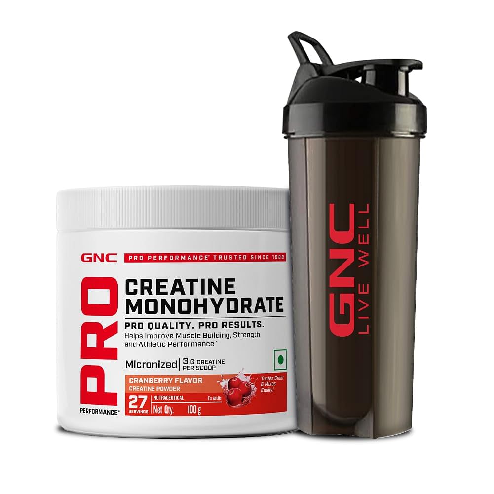 

GNC Creatine Monohydrate With Black Shaker (750ml)| 100gm | Cranberry | Boosts Athletic Performance | Fuels Skeletal Muscles | Supports Intense Wor...