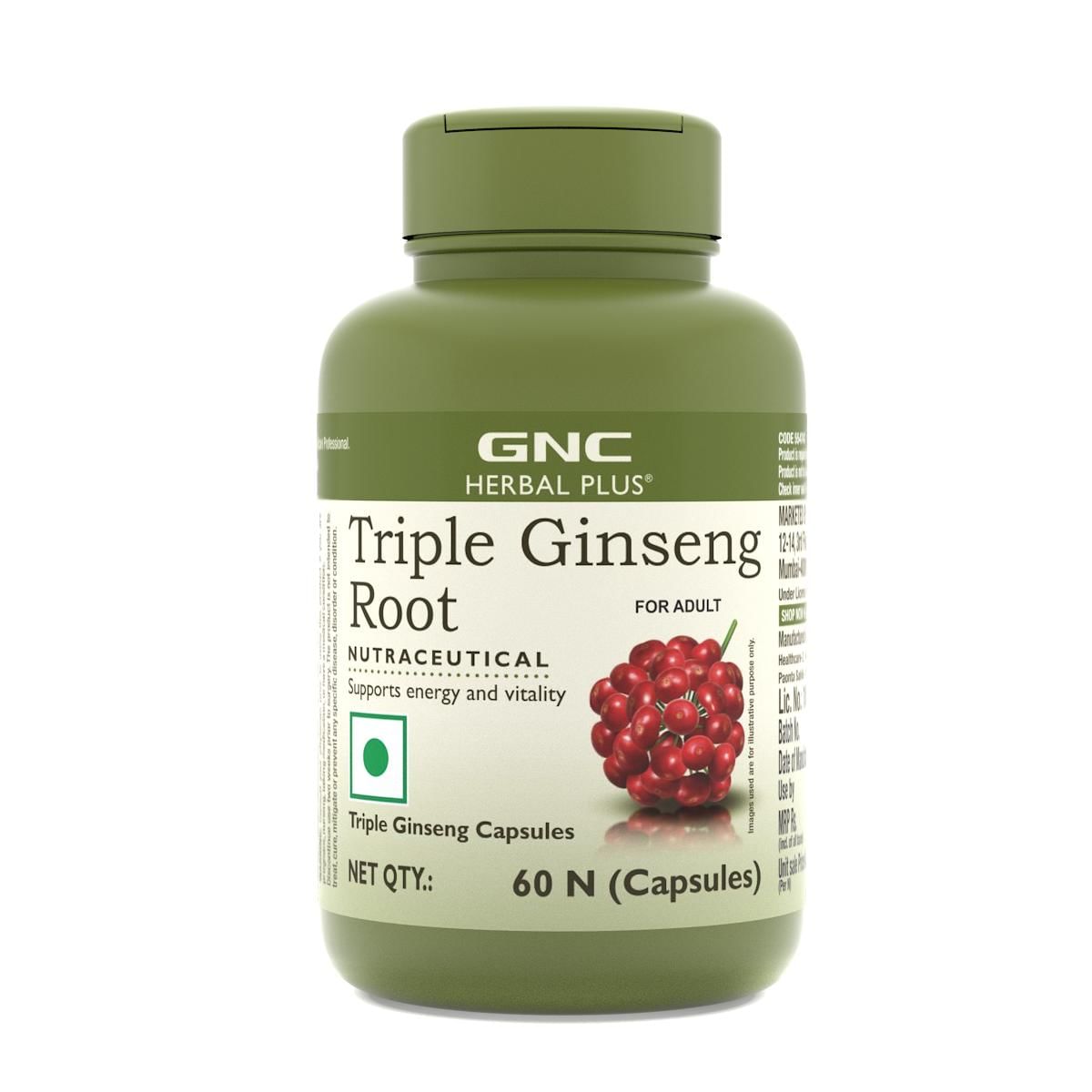 

GNC Herbal Plus Triple Ginseng Root with Korean, American & Siberian Ginseng | Enhances Immunity | Boosts Strength & Stamina | Improves Alertness &...