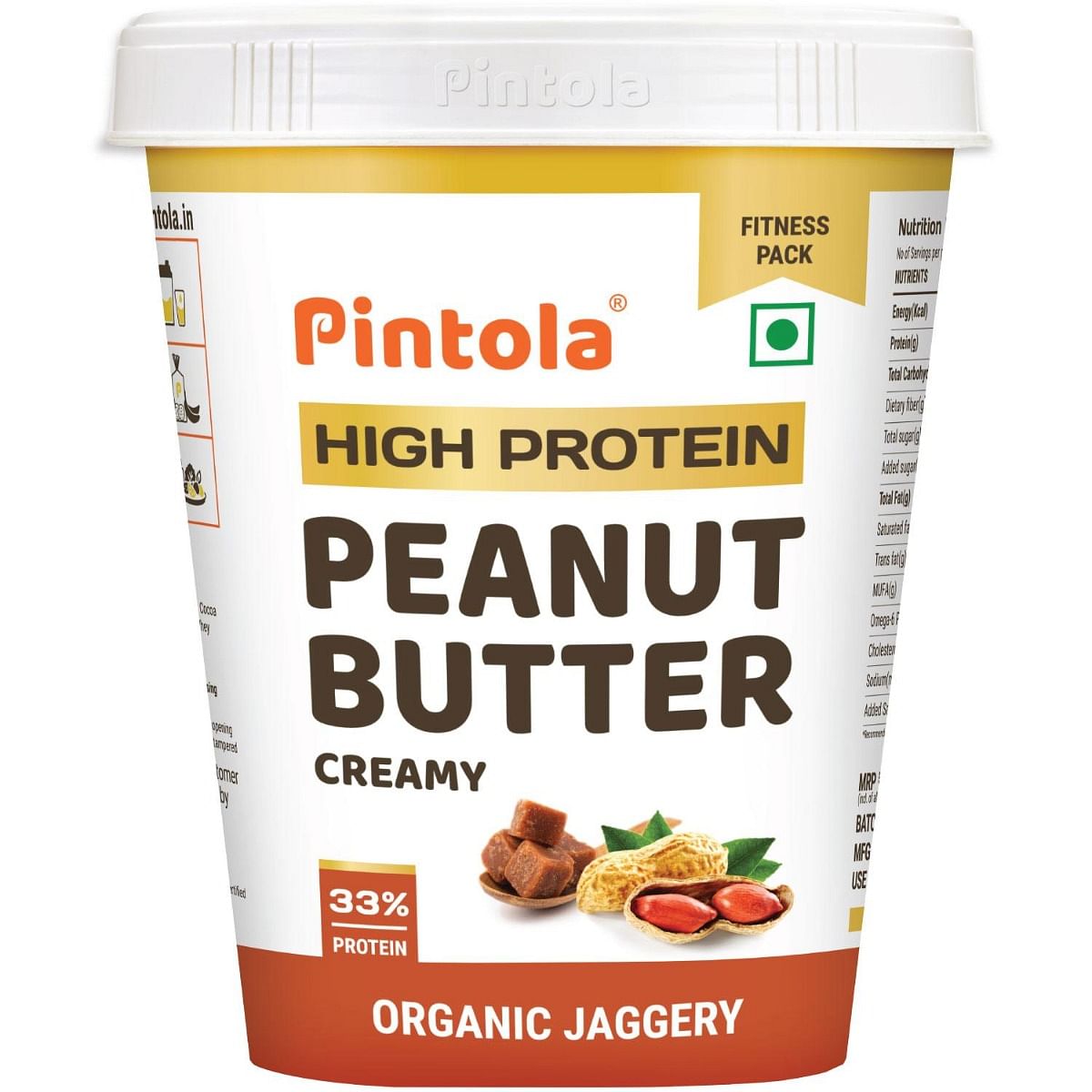 

Pintola HIGH Protein Peanut Butter jaggery Made with roasted peanuts, imported Whey protein and organic jaggery| Non GMO, Naturally Gluten Free | C...