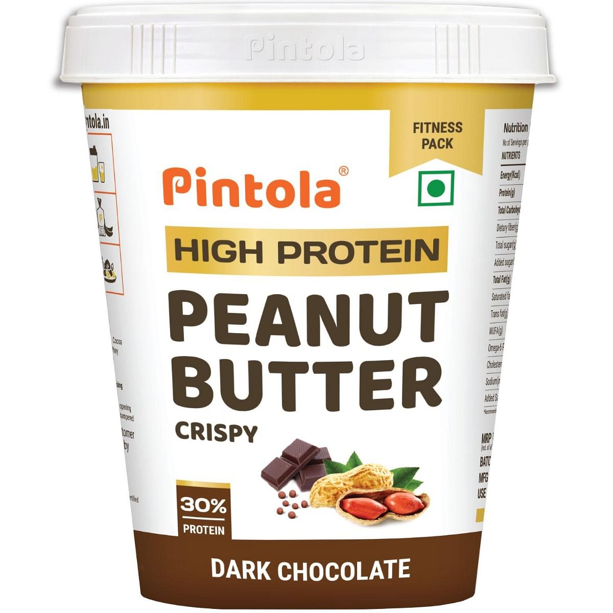 

Pintola HIGH Protein Peanut Butter Dark Chocolate | 30% Protein | High Fibre | NO Salt | Non GMO, Naturally Gluten Free, Zero Cholesterol | Crispy,...