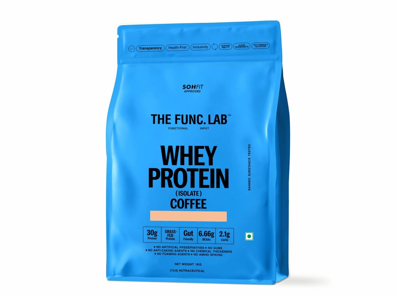 

The Func. Lab Whey Protein Isolate - Coffee Flavour | 1 kg | Grass‑Fed, 30g Protein, 6.66g BCAA per Scoop | High Protein Supplement for Muscle Grow...