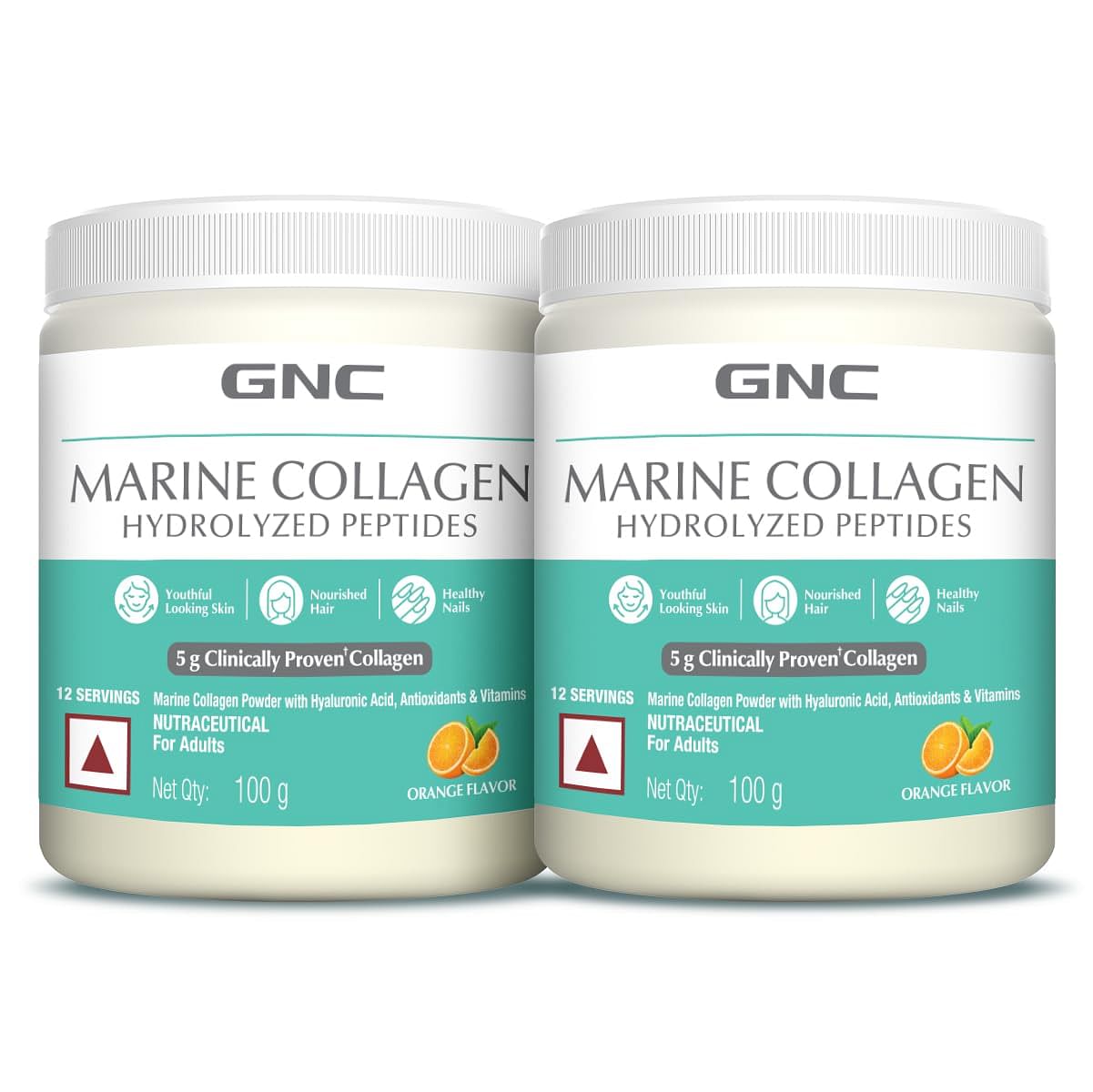 

GNC Marine Collagen | 100 Gm (Pack of 2) | Type 1 & Type 3 Collagen | Hydrolyzed Peptides |Hyaluronic Acid|Biotin |Vitamin C &E |Grape Seed Extract...