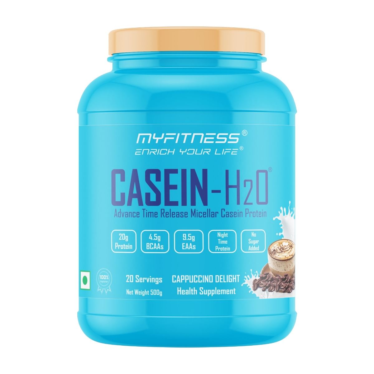 

MYFITNESS ® CASEIN-H2O 500g |Night Time Casein Protein Powder |20g Protein Per Serving |4.5g BCAAs |9.5g EAAs |No Sugar Added |Advance Time Release...