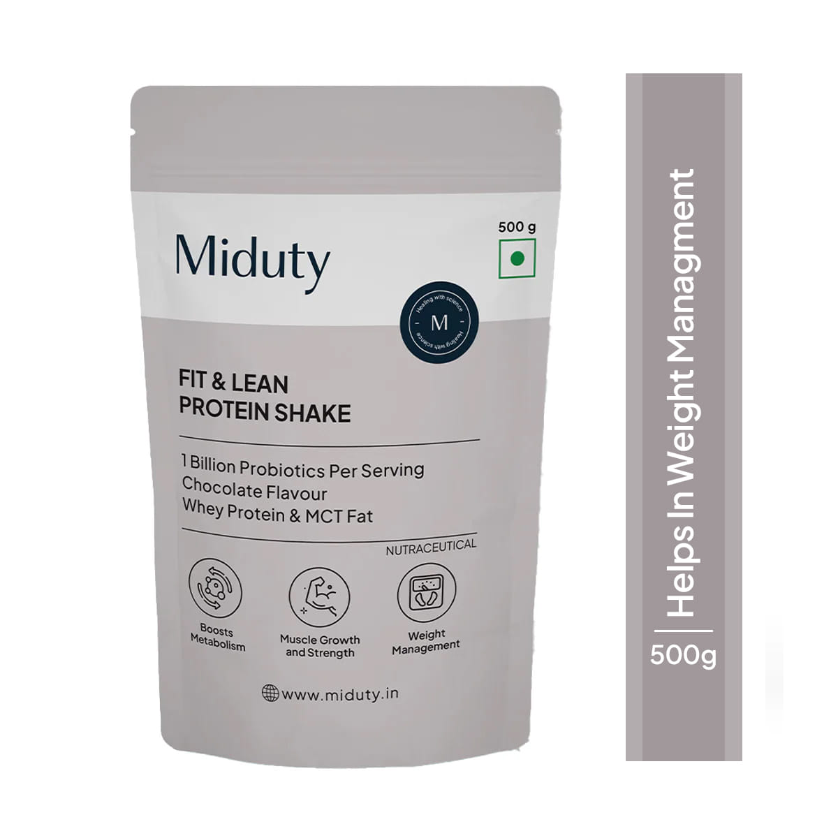

Miduty Fit & Lean Protein Shake -Whey Protein Isolate-Weight Loss-Muscle Recovery-Chocolate - 500gm